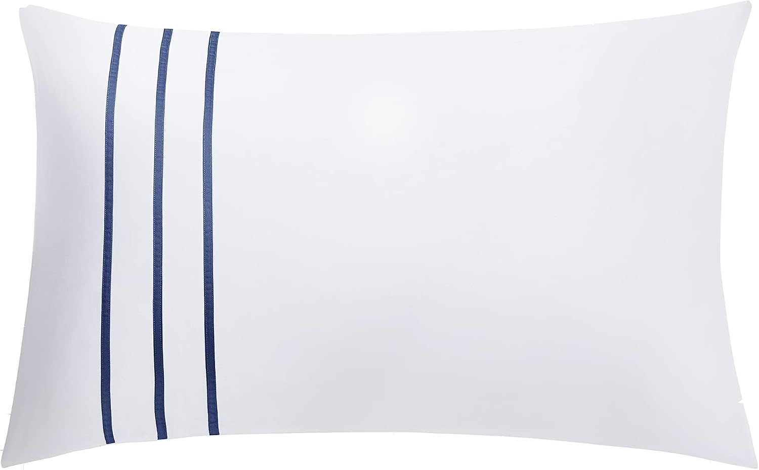 White Navy Stripe Cotton Sateen Full Duvet Set