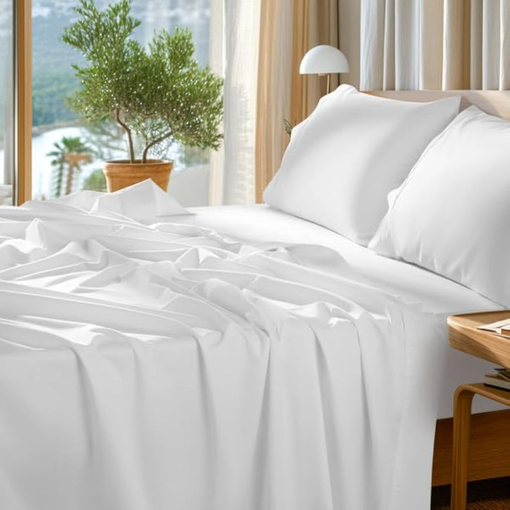 White 1000TC Egyptian Cotton Queen Sheets