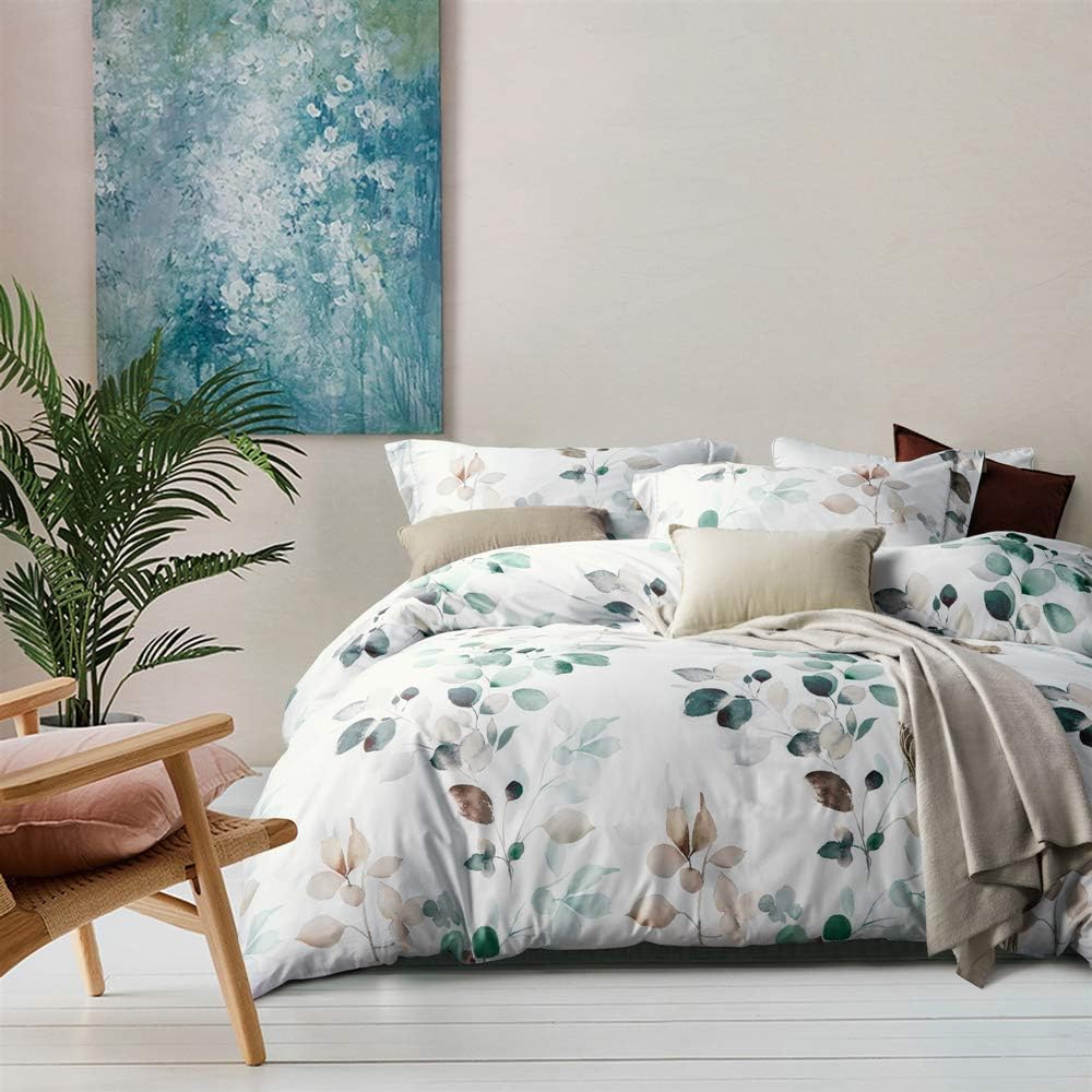 Teal Gradient Floral Queen Duvet Set