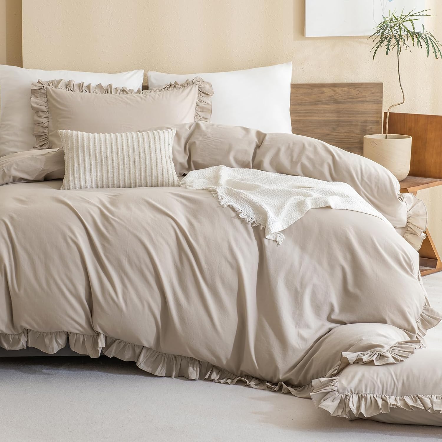 Ruffle Washed Cotton King Duvet Set