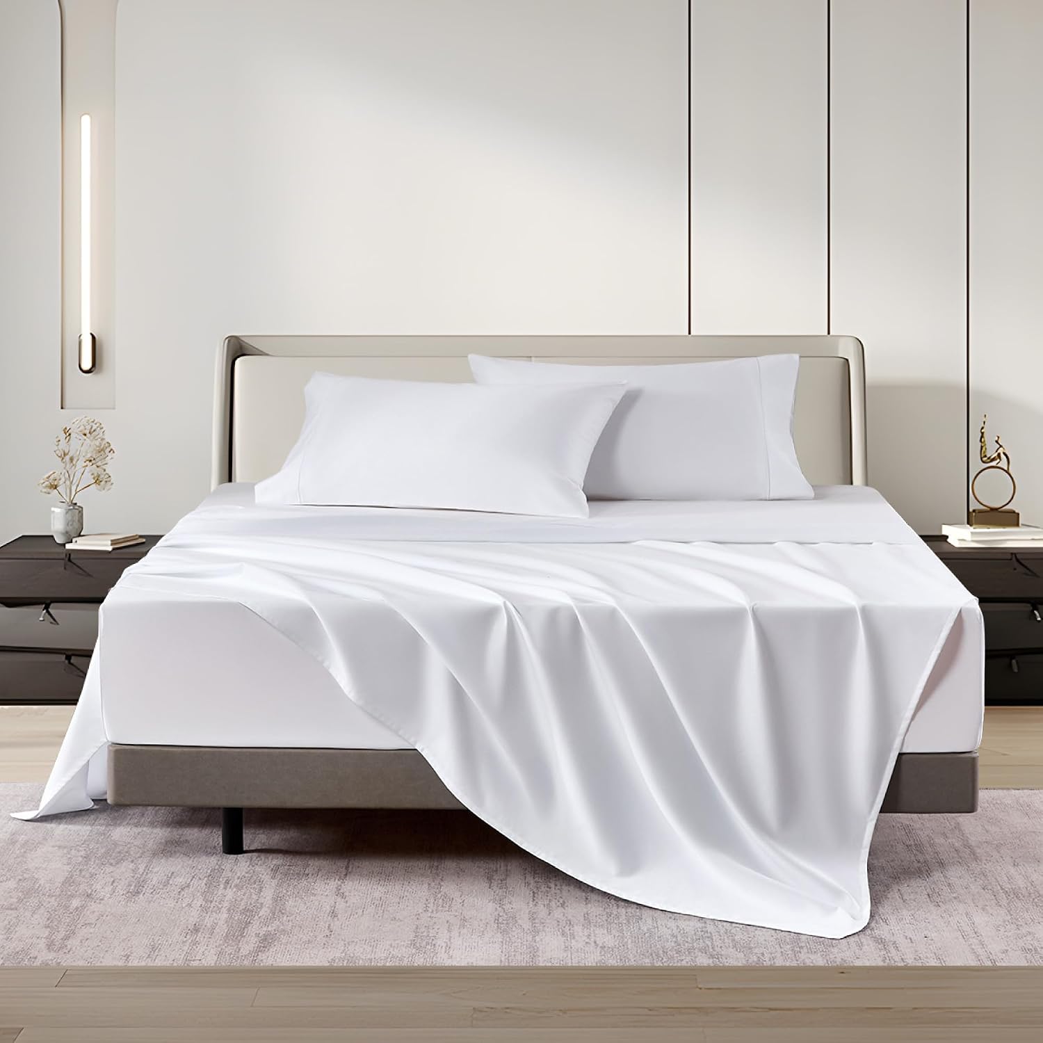 White 1000TC Egyptian Cotton Queen Sheets