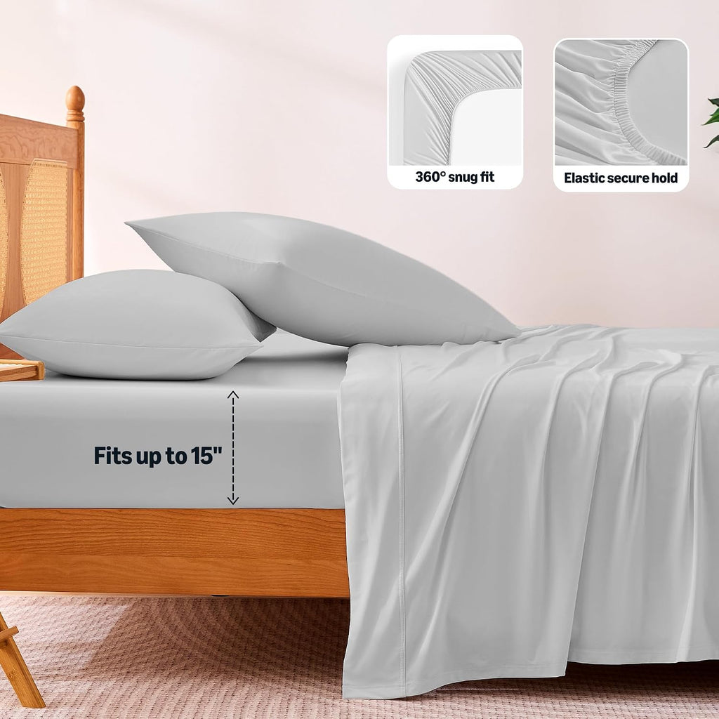 Gray King Cooling 4-Piece Sheet Set