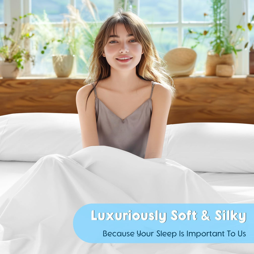 White 1000TC Egyptian Cotton Queen Sheets