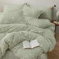Dusty Sage Floral Jacquard Washed Cotton King Duvet Set