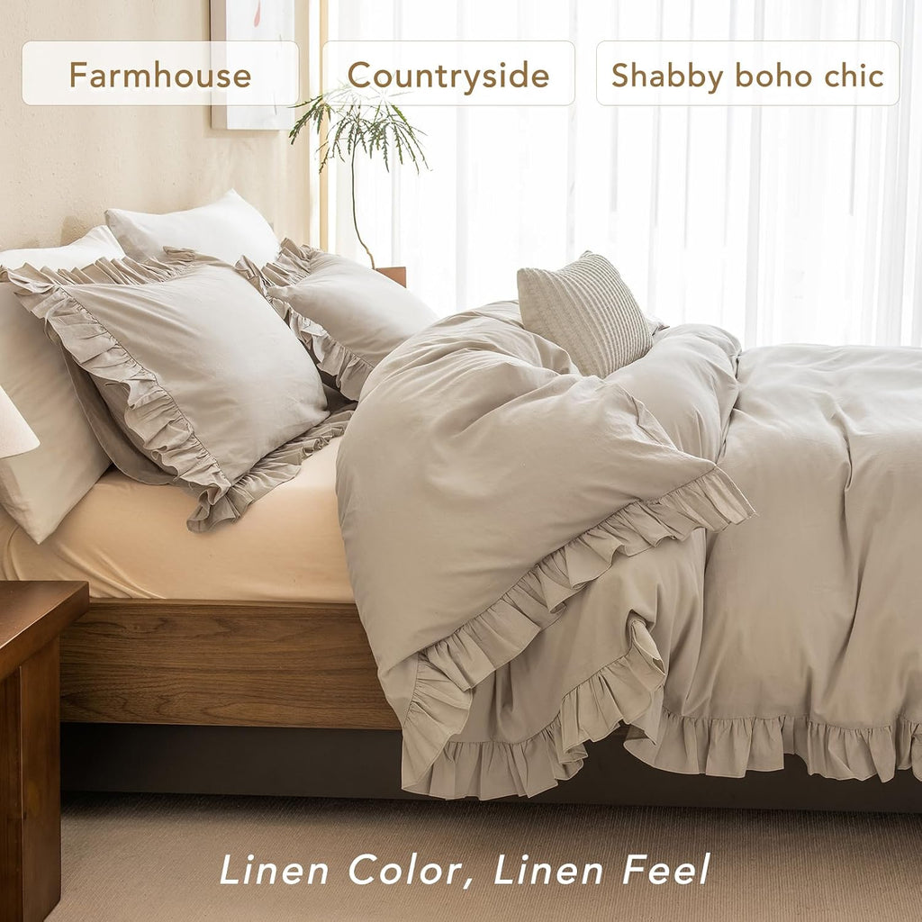 Ruffle Washed Cotton King Duvet Set