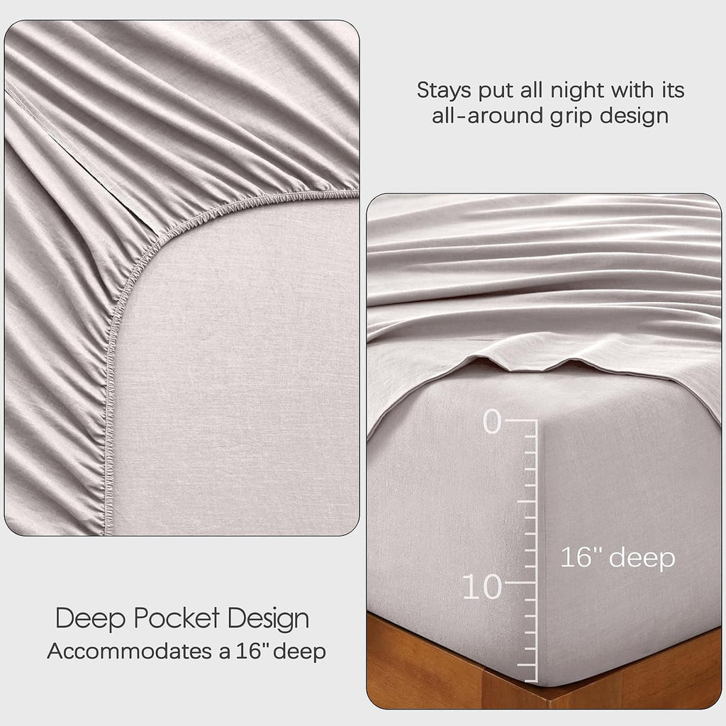 Natural Linen Queen 4-Piece Linen Sheets