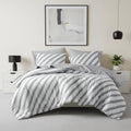 Grey Double-Sided Striped 7-Piece Queen Bed in a Bag Comforter Set