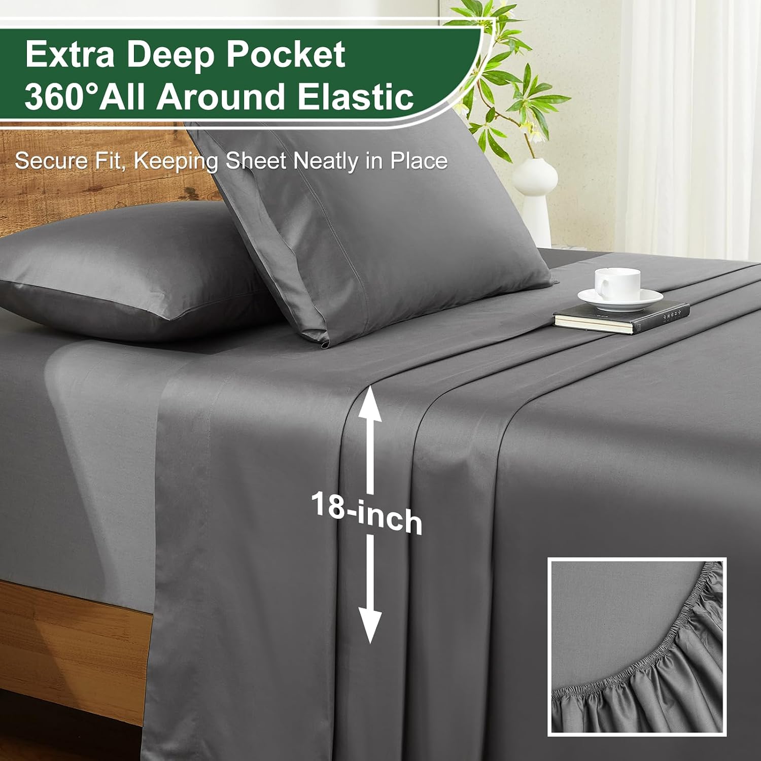 Grey 1200TC Egyptian Cotton Queen Sheets