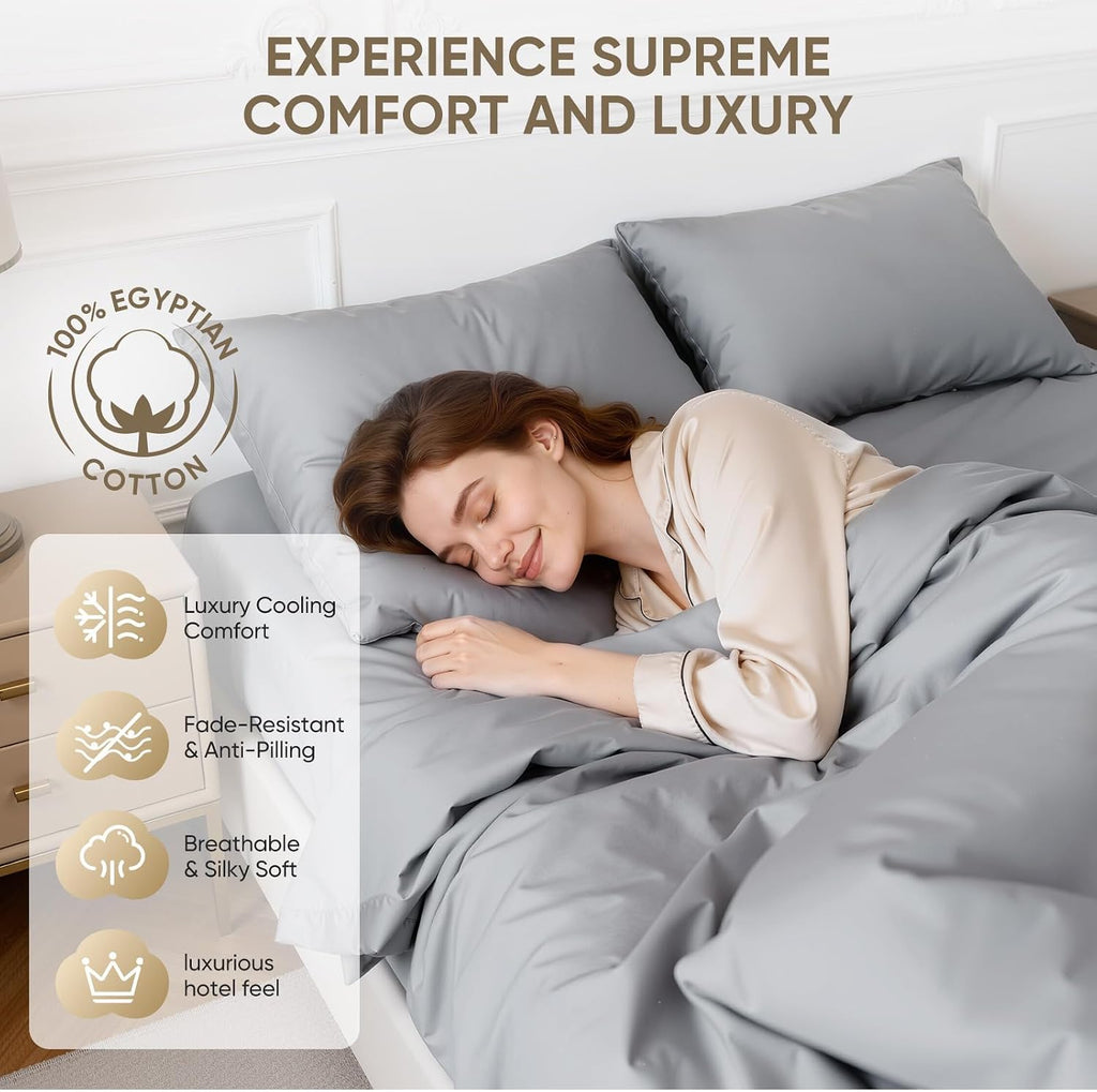 Gray 1200TC Egyptian Cotton Queen Sheets