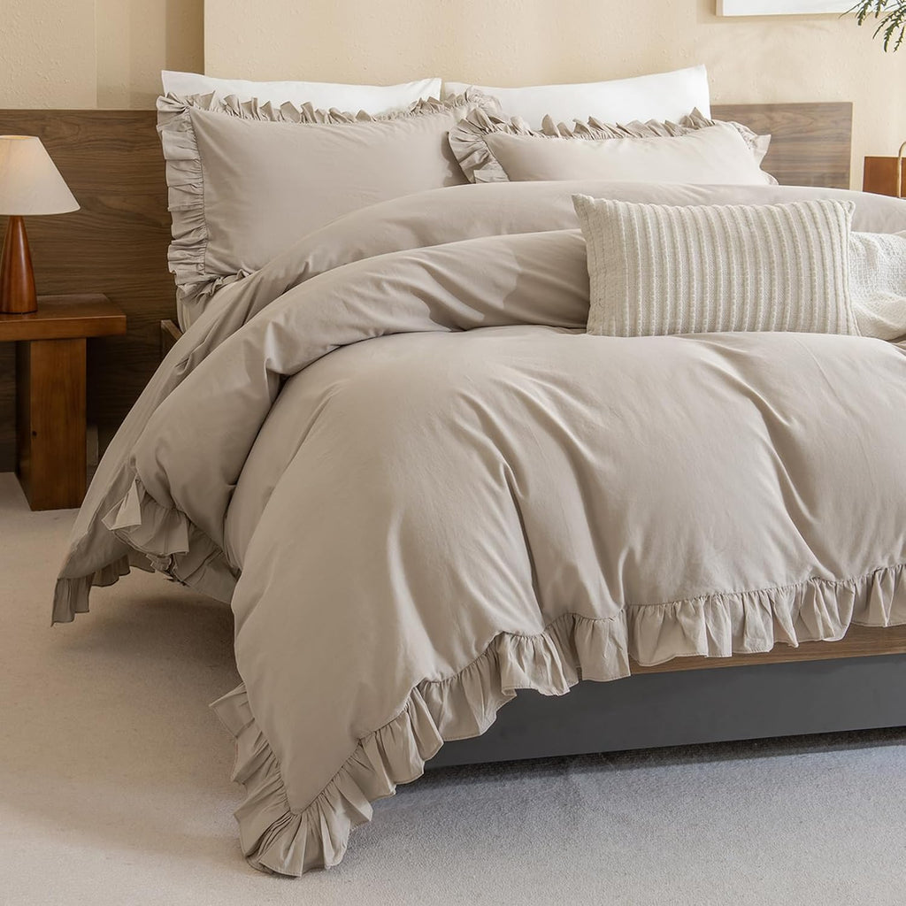 Ruffle Washed Cotton King Duvet Set