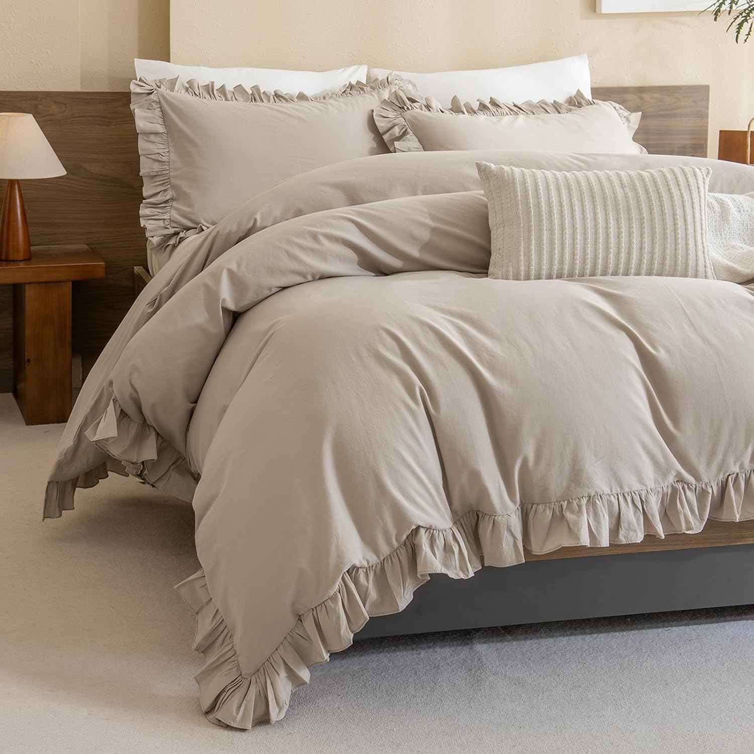Ruffle Washed Cotton King Duvet Set