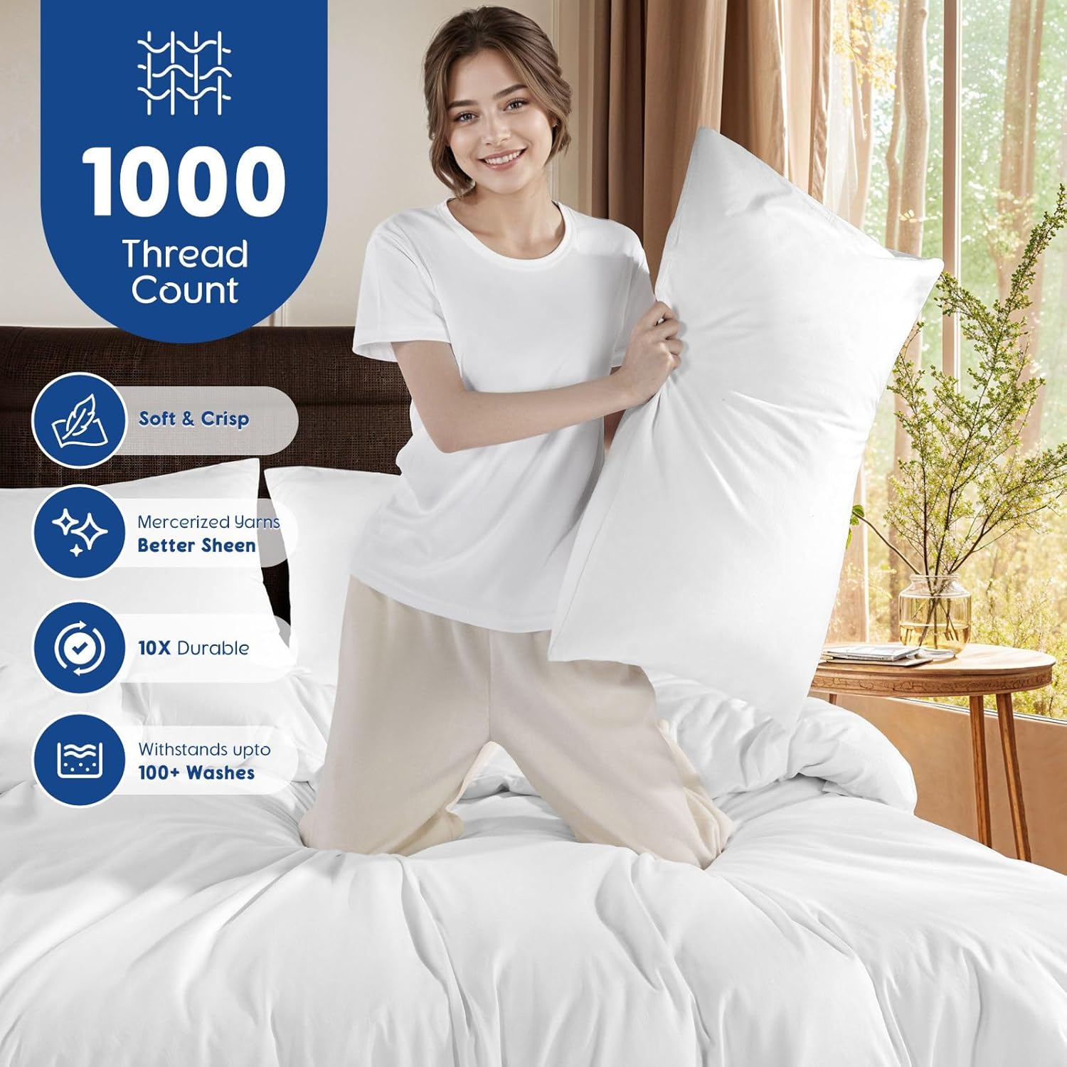 White 1000TC Egyptian Cotton King Duvet Set