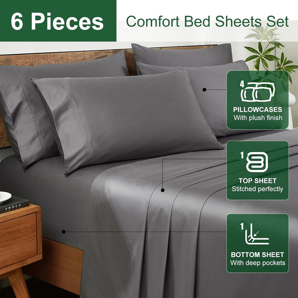 Grey 1200TC Egyptian Cotton Queen Sheets