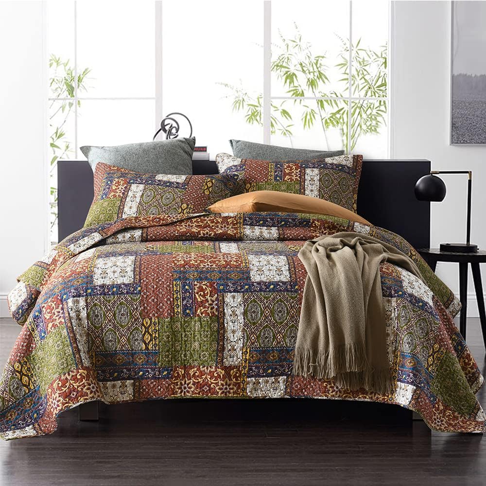 Brown Bohemian King Cotton Quilt Set