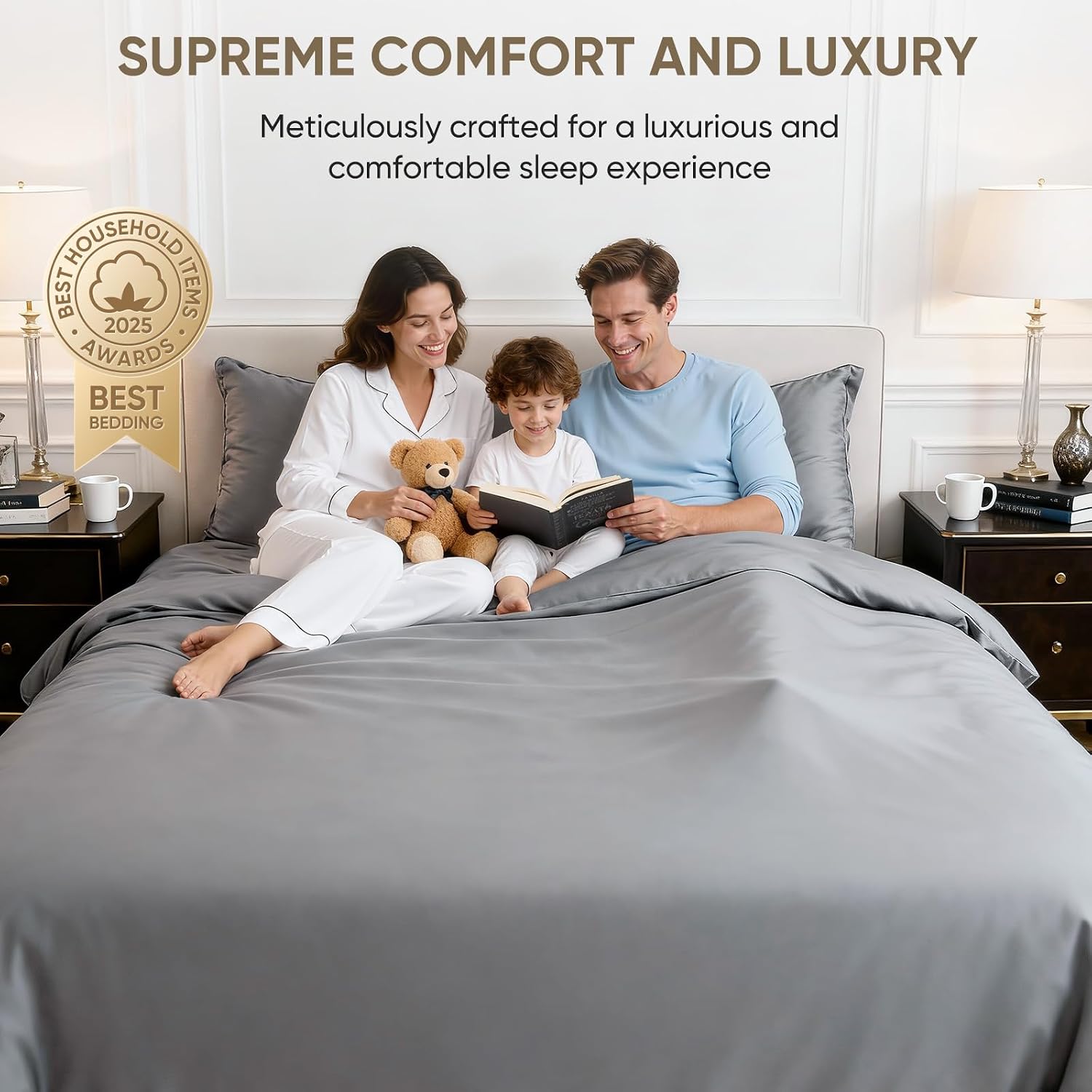 Gray 1200TC Egyptian Cotton Queen Sheets