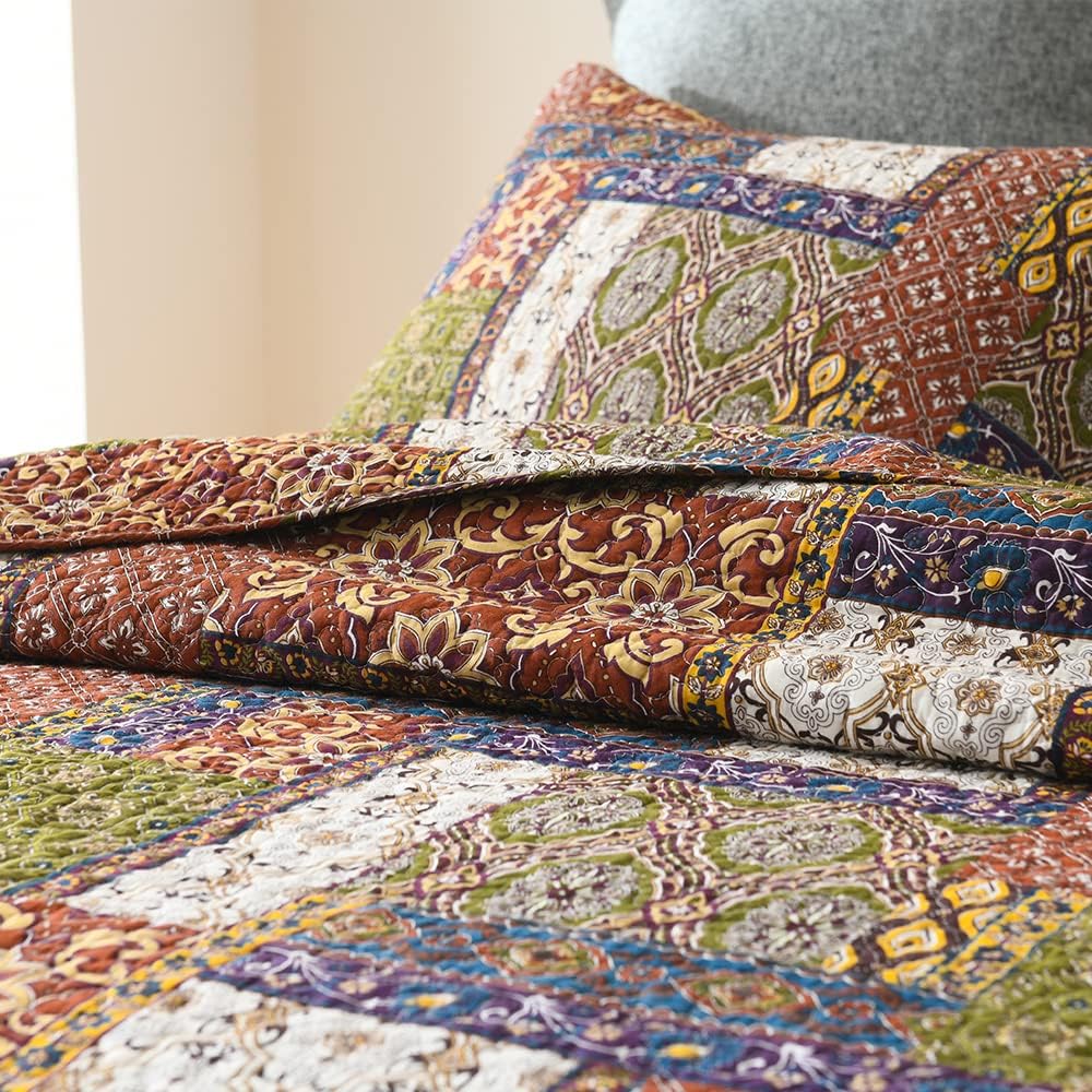 Brown Bohemian King Cotton Quilt Set
