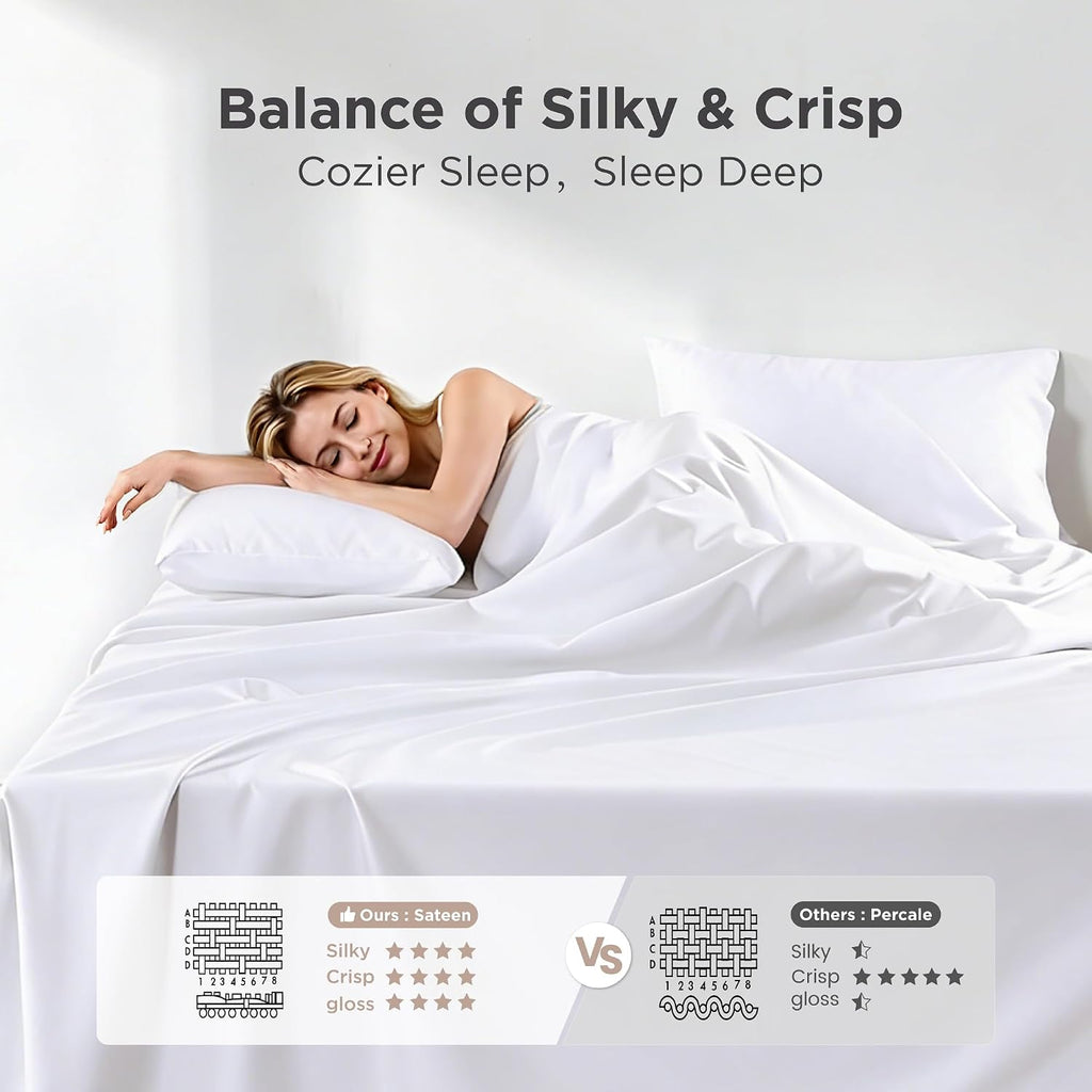 White 1000TC Egyptian Cotton Queen Sheets
