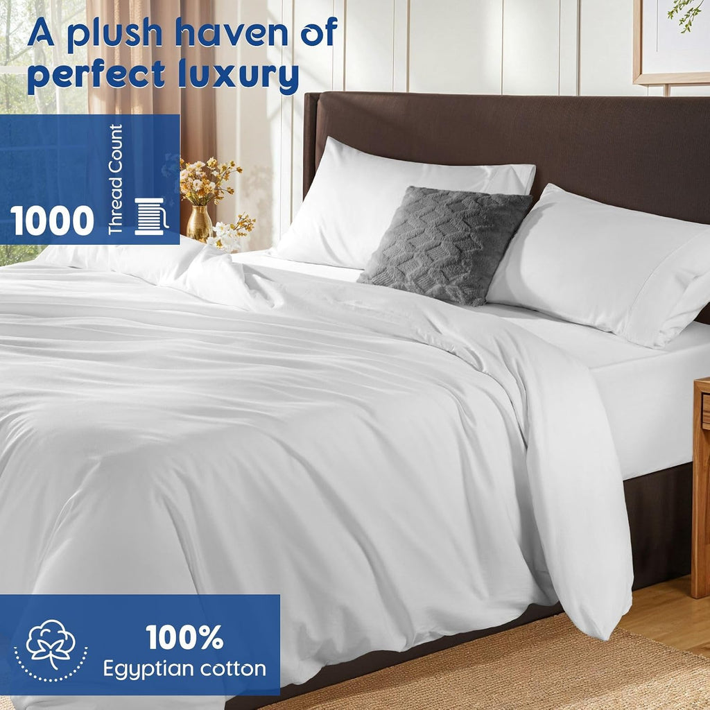 White 1000TC Egyptian Cotton King Duvet Set