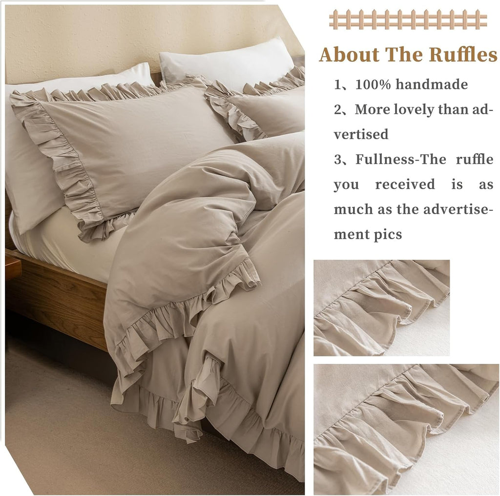 Ruffle Washed Cotton King Duvet Set