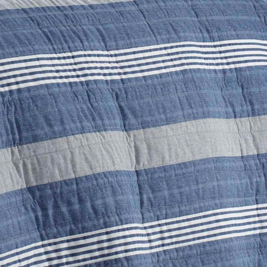 Blue Stripe Queen Reversible Quilt Set