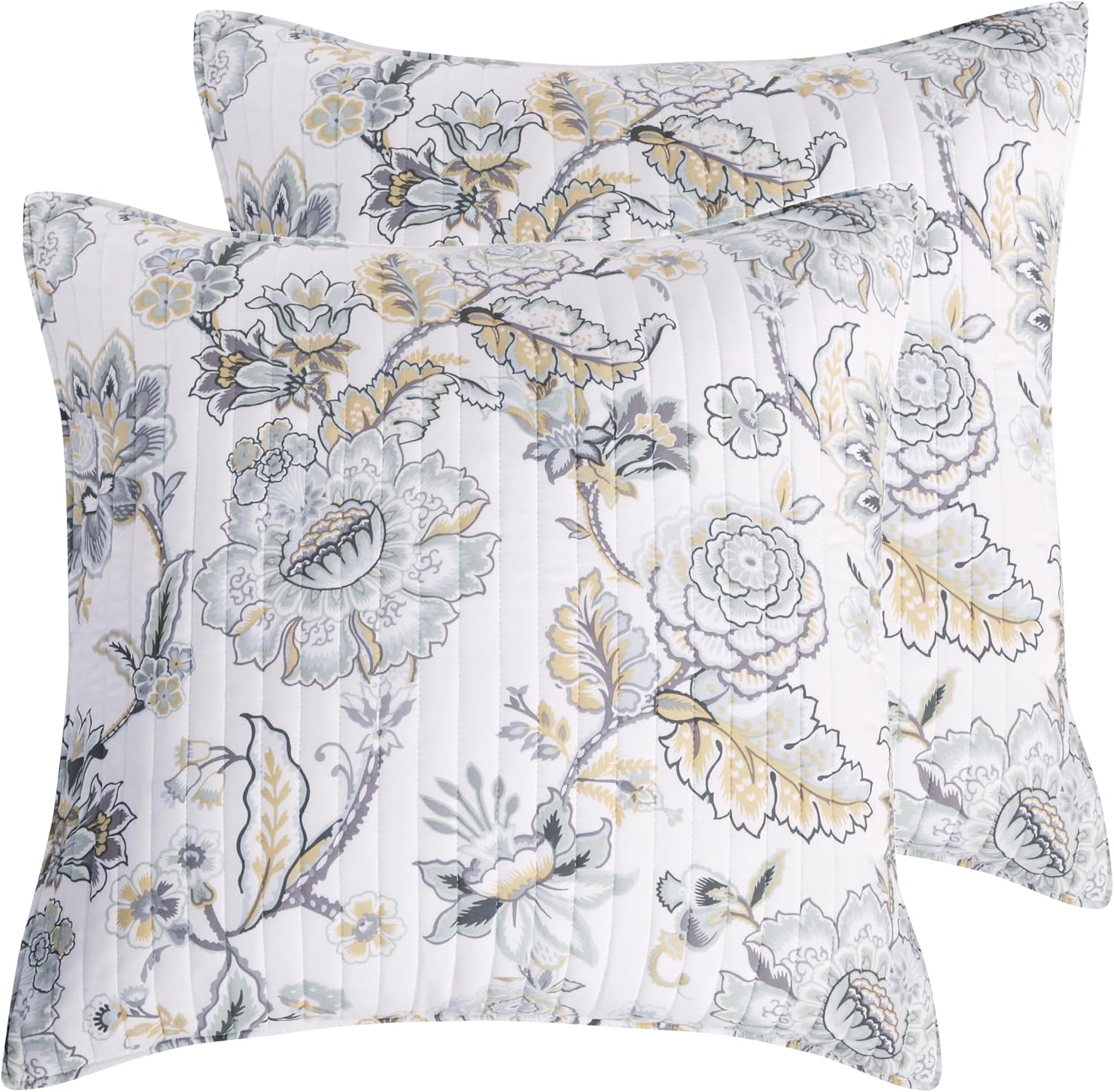 Grey Taupe Blush Cream Plaid Ophelia Euro Pillow Shams Set of 2