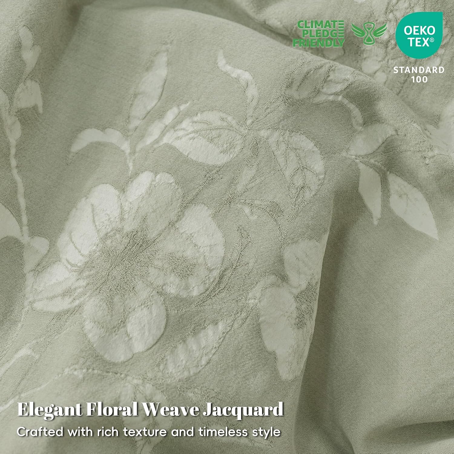 Dusty Sage Floral Jacquard Washed Cotton King Duvet Set