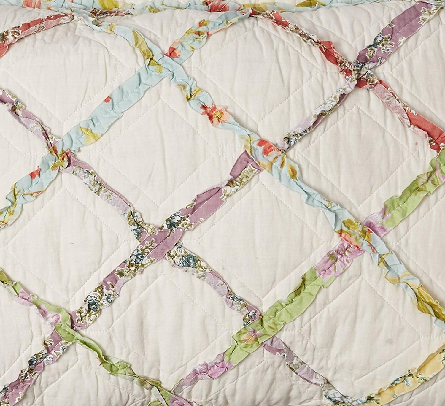Ruffled Garden Ruffle Trellis Quilted Standard Pillow Sham