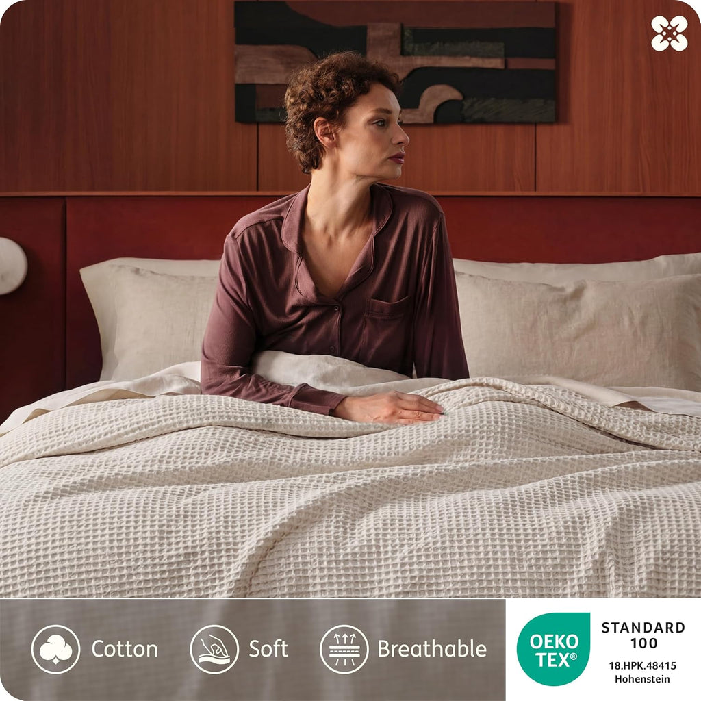 Waffle Weave Cotton Queen Duvet Cover