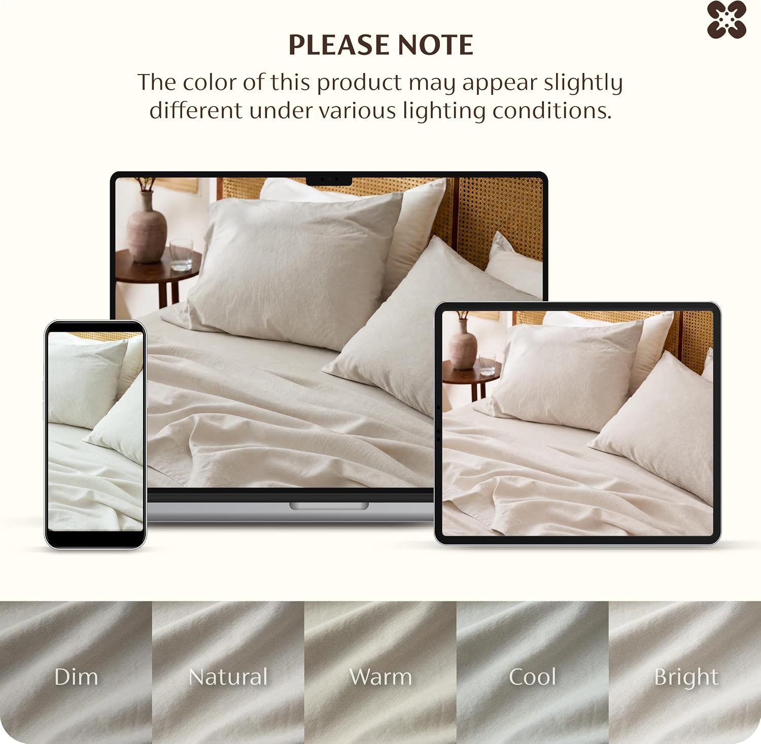 Cotton Linen Blend Queen Sheet Set