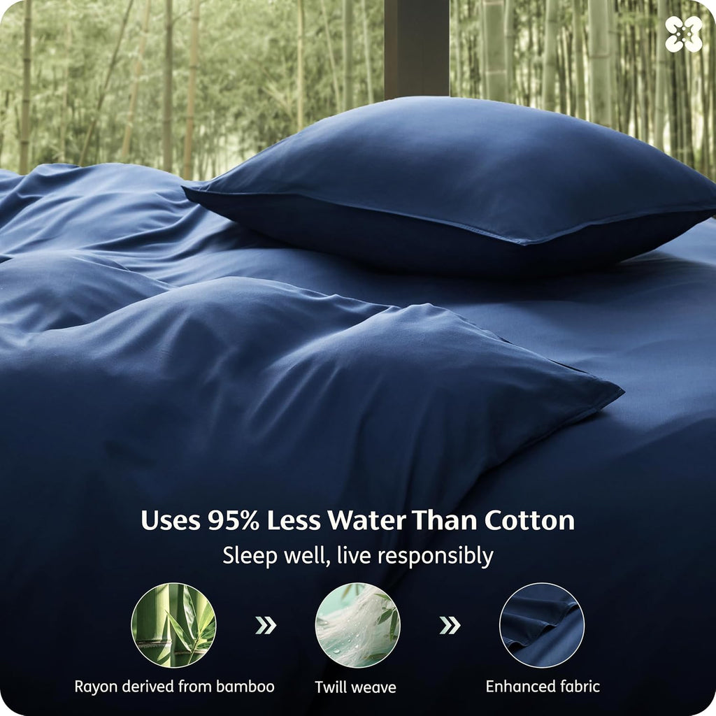 Navy Bamboo Viscose King Duvet Set
