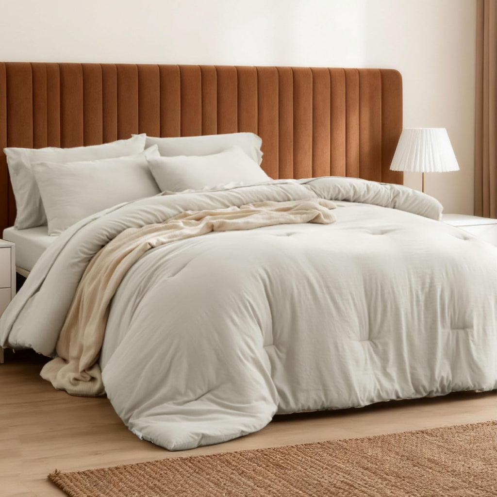 Beige Queen 7-Piece Marshmallow Bedding Set