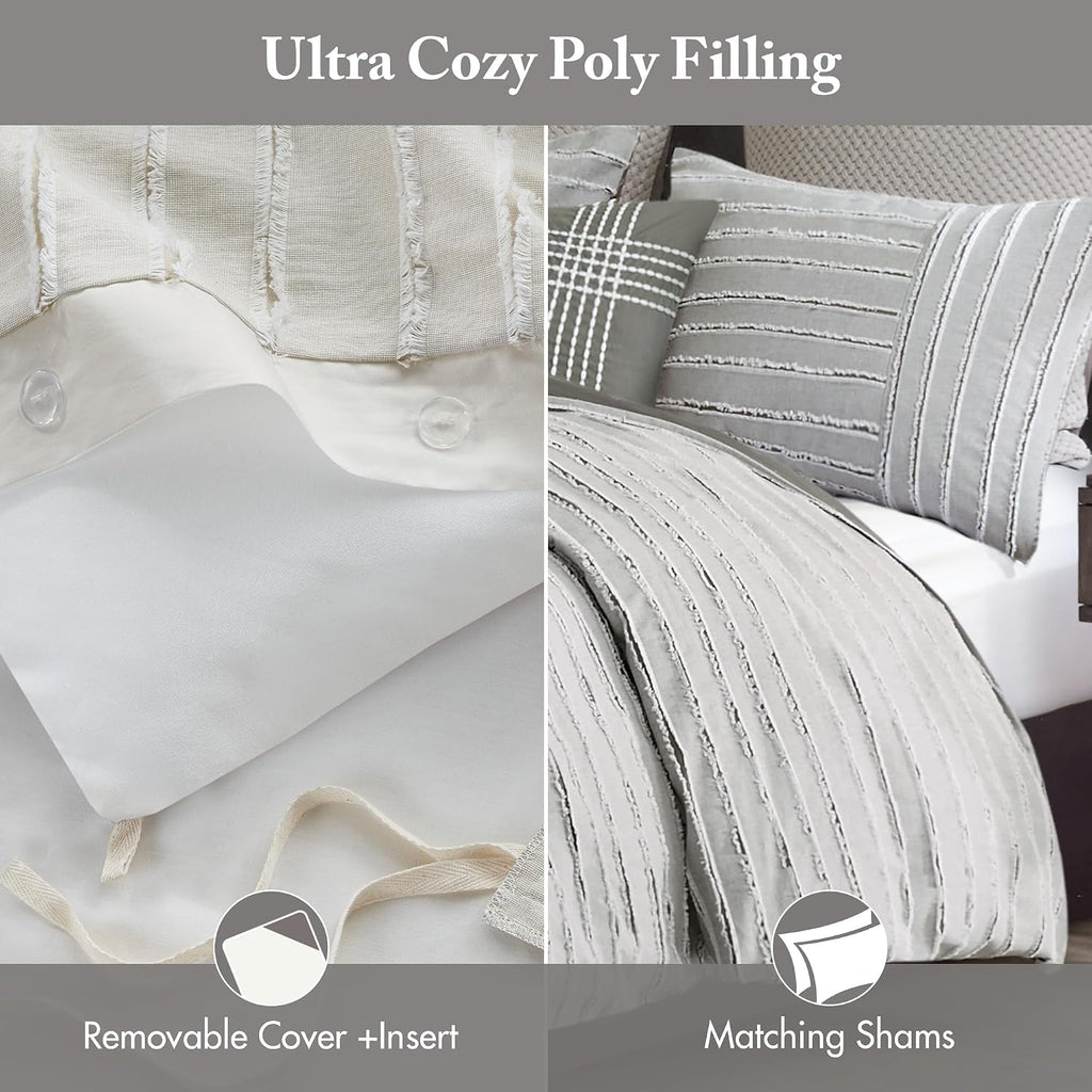 Grey Stripe Jacquard King Comforter Set