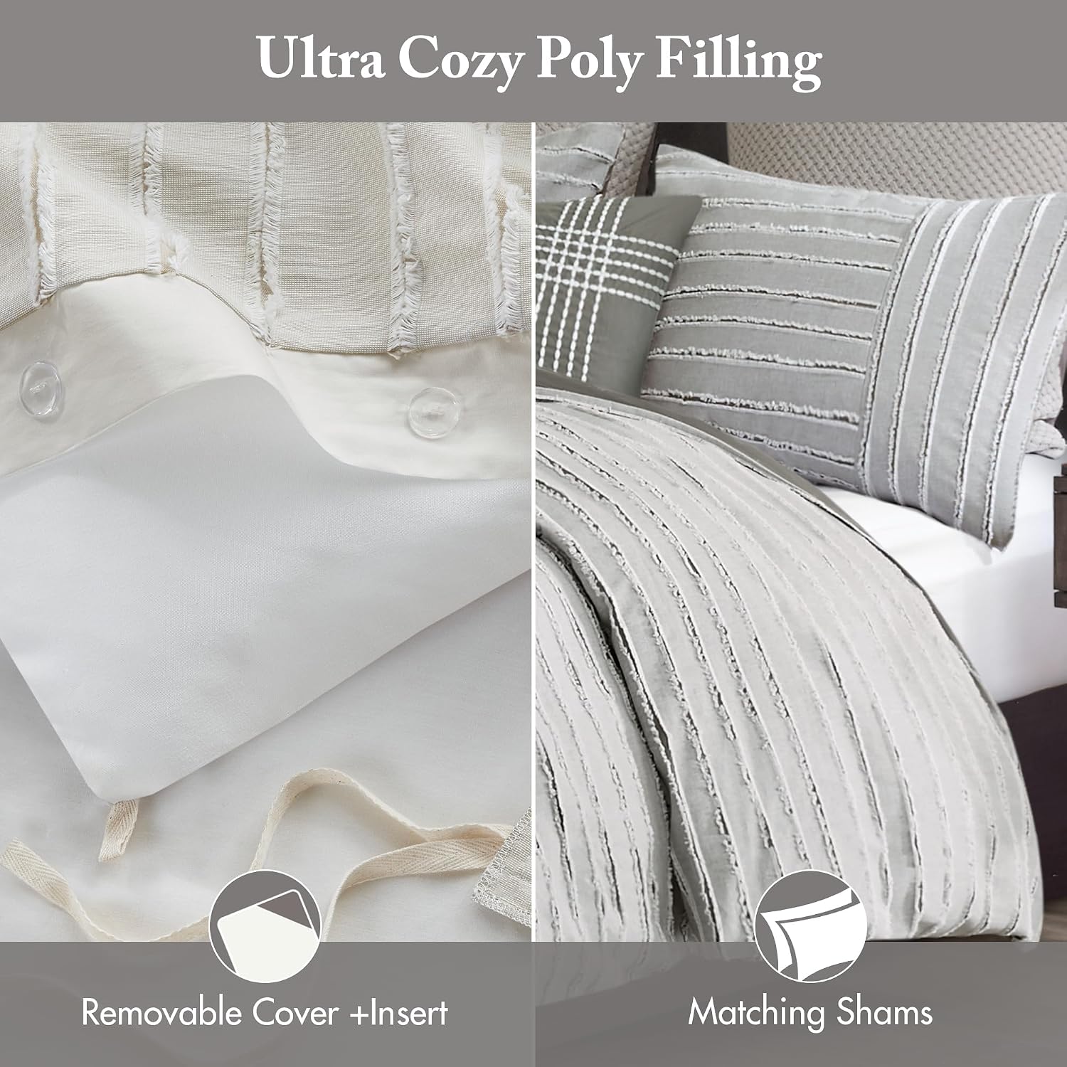 Grey Stripe Jacquard King Comforter Set