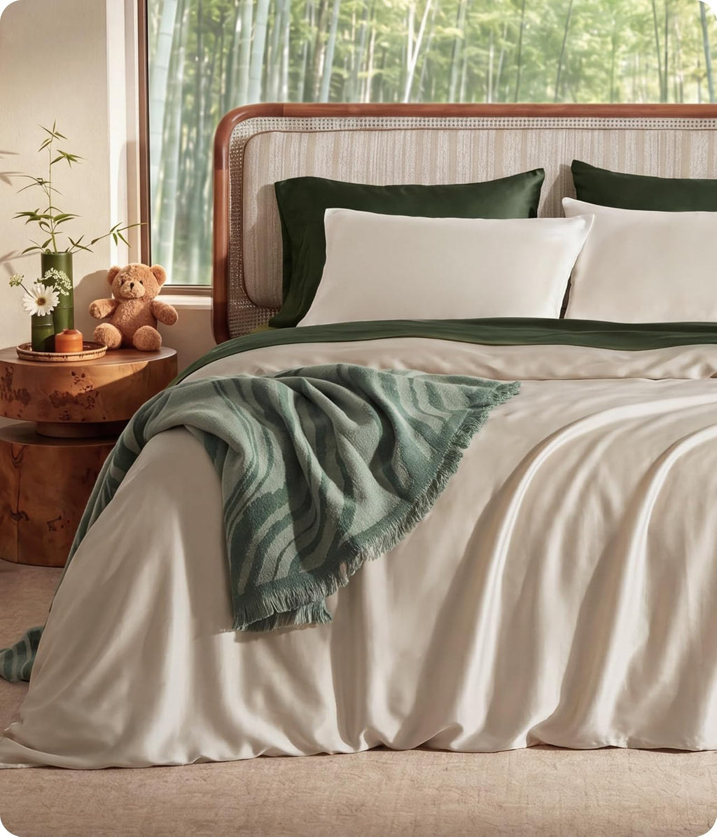 Beige Cooling Bamboo Viscose Queen Duvet Set
