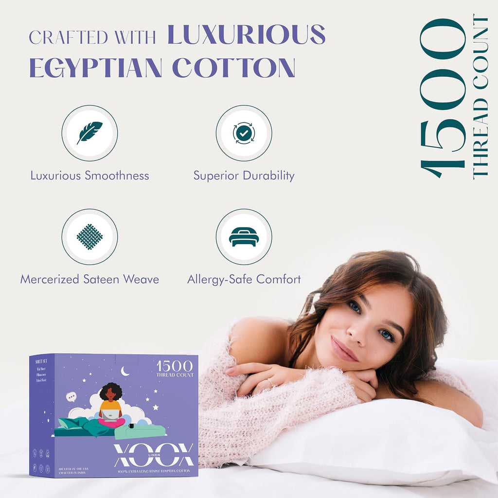 Sage Green 1500TC Egyptian Cotton Cal King 4-Piece Sateen Sheet Set