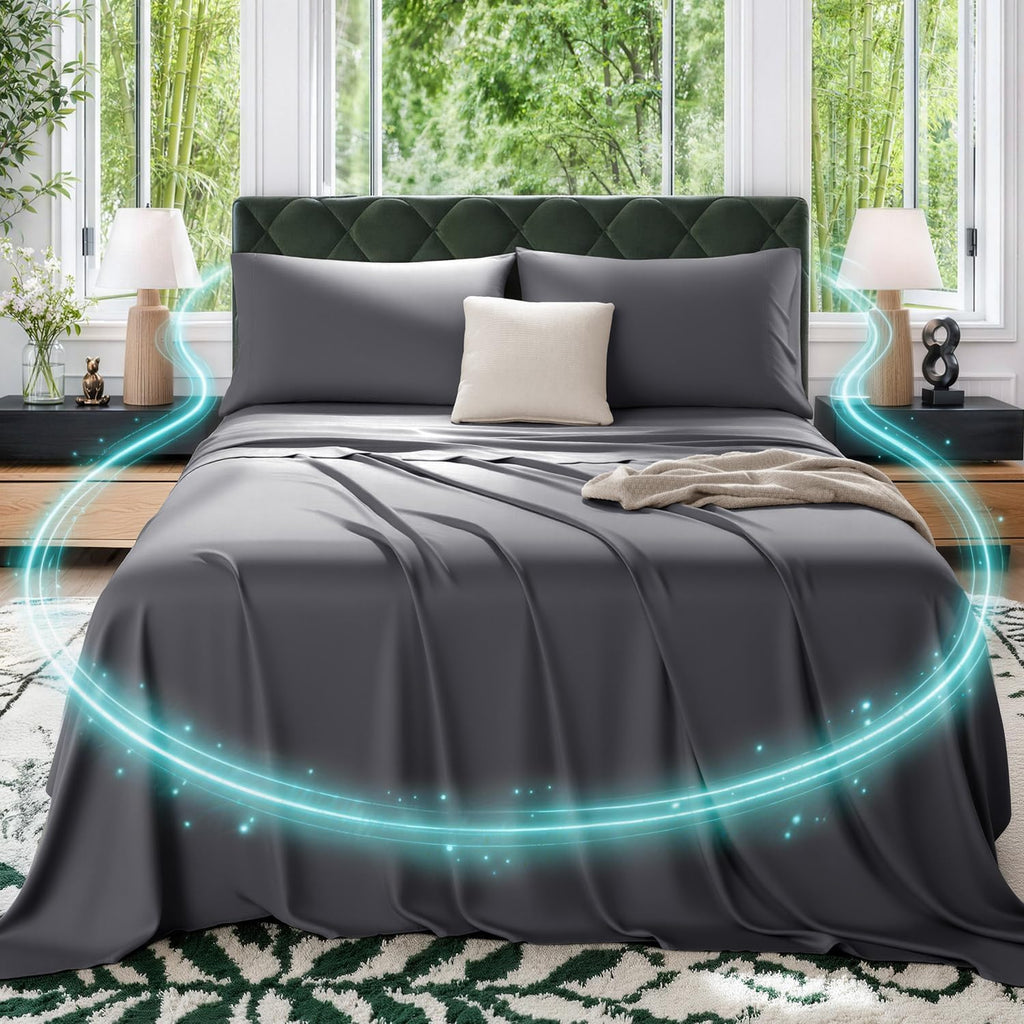 Dark Grey Silver Bamboo Queen Sheet Set