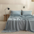 Dusty Blue French Linen Queen Flat Sheet