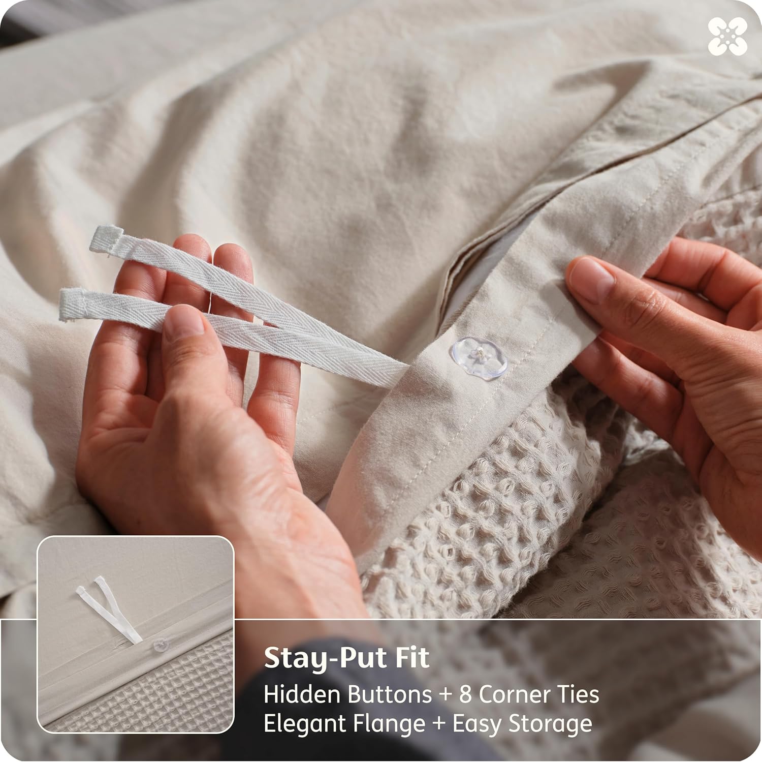 Waffle Weave Cotton Queen Duvet Cover