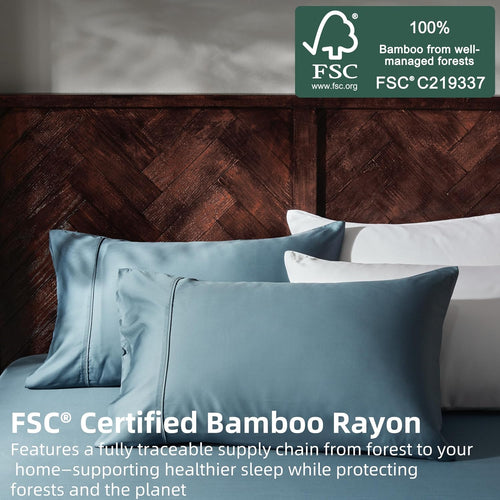 Blue Bamboo Rayon King Sheet Set