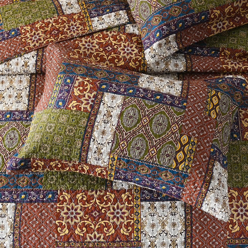 Brown Bohemian King Cotton Quilt Set