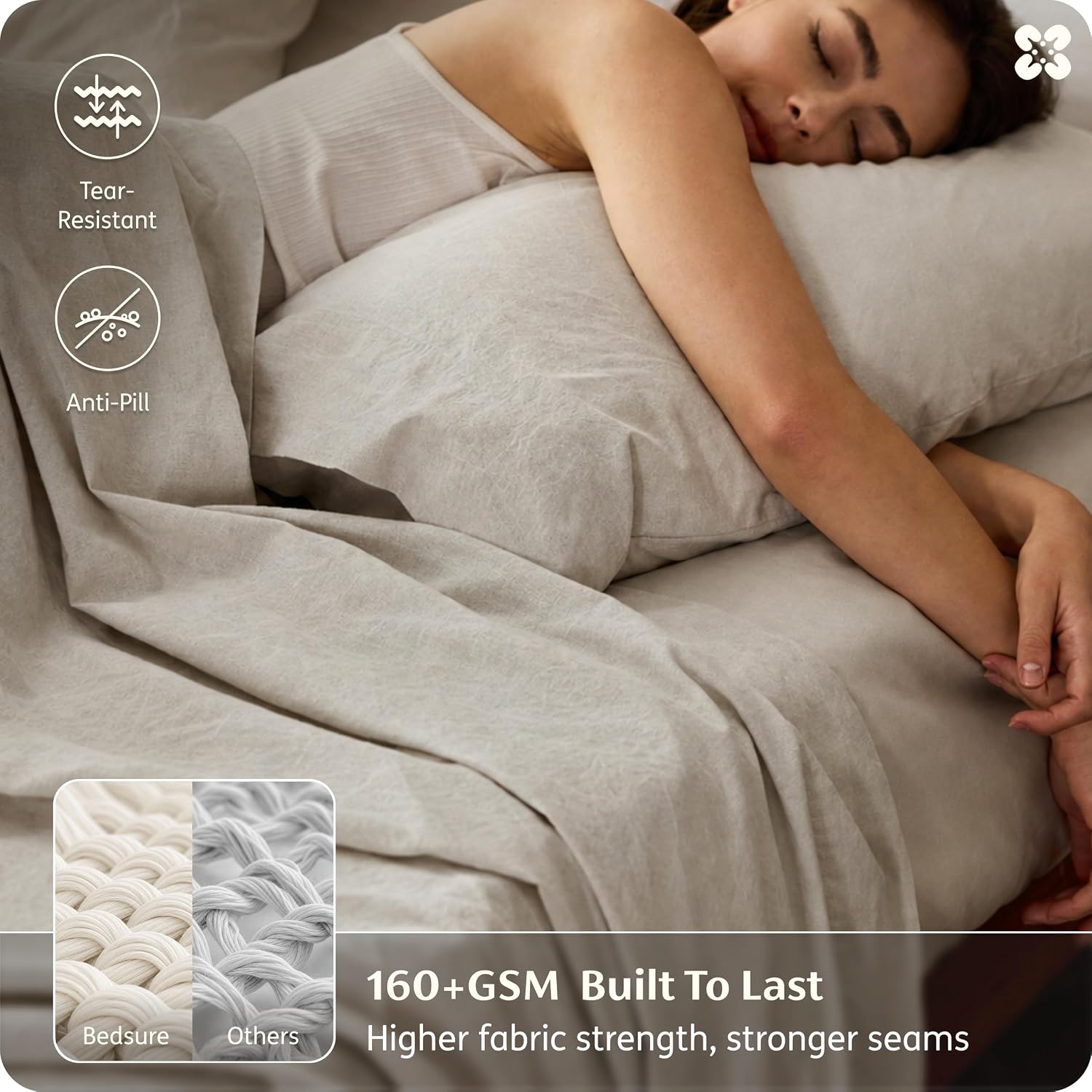 Cotton Linen Blend Queen Sheet Set