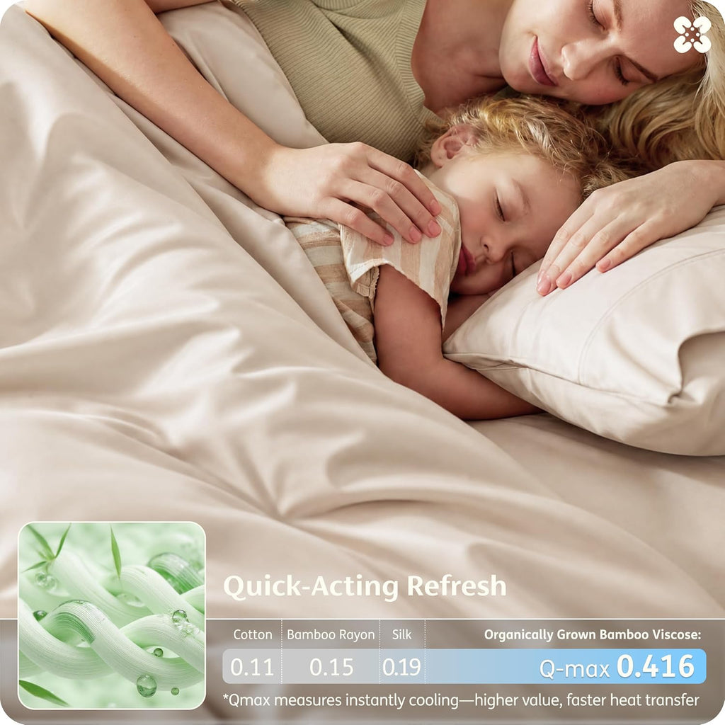 Beige Cooling Bamboo Viscose Queen Duvet Set