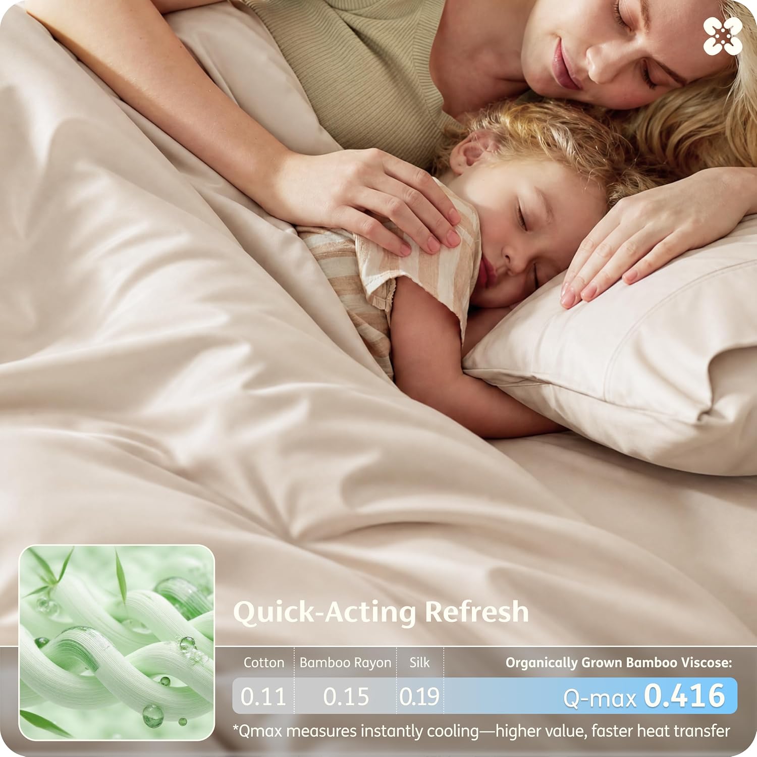 Beige Cooling Bamboo Viscose Queen Duvet Set