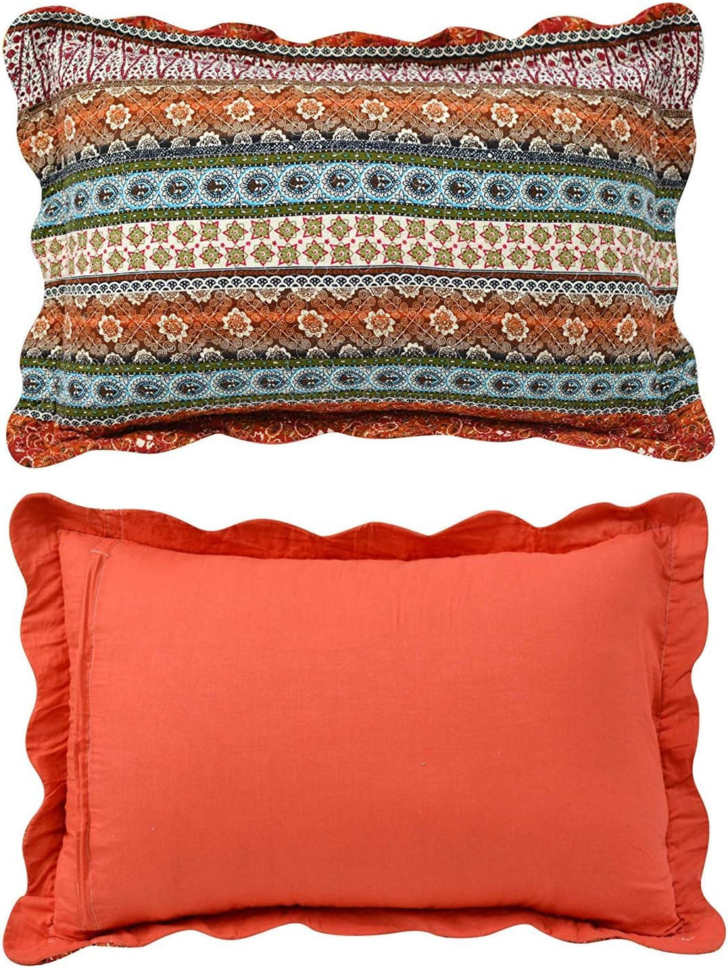Boho Striped Quilted Standard Pillow Shams Set of 2