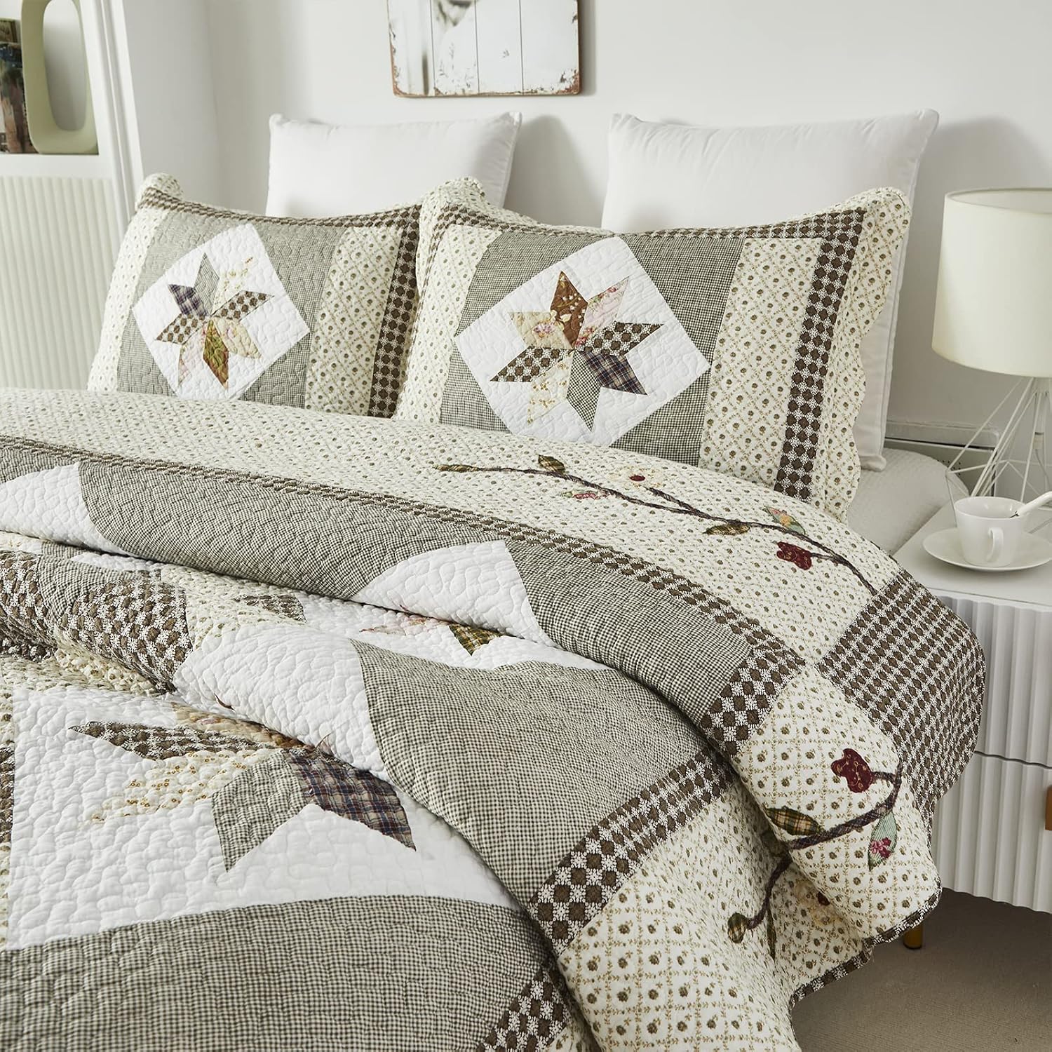 Farmhouse Patchwork Cotton King Quilt Set
