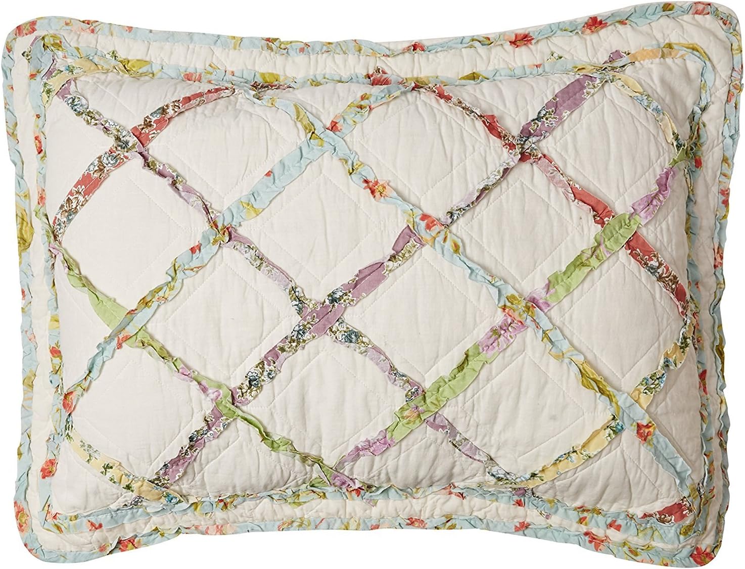 Ruffled Garden Ruffle Trellis Quilted Standard Pillow Sham