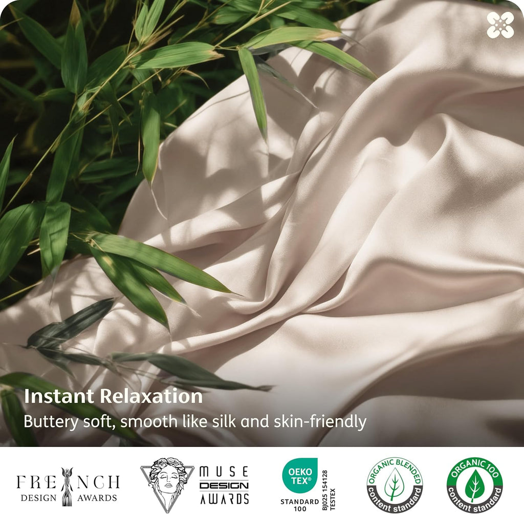 Beige Cooling Bamboo Viscose Queen Duvet Set