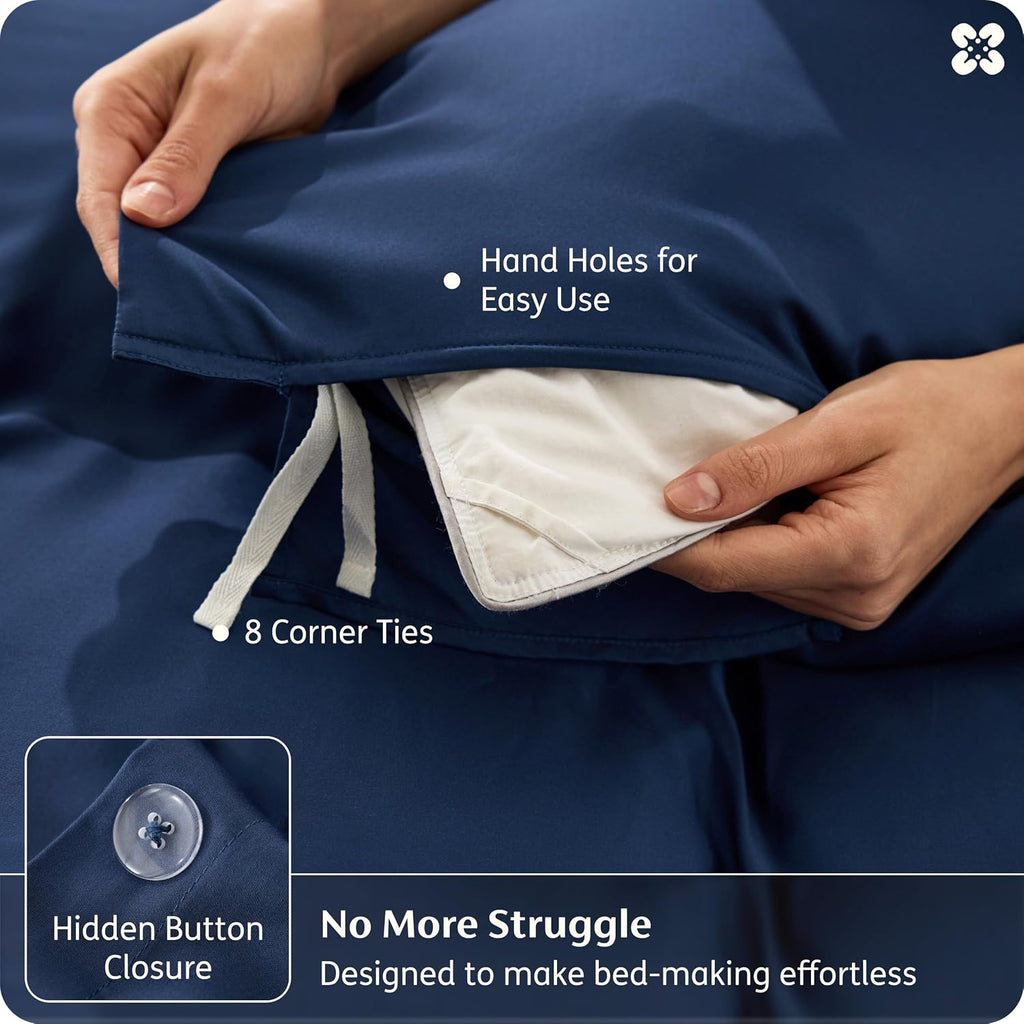 Navy Bamboo Viscose King Duvet Set