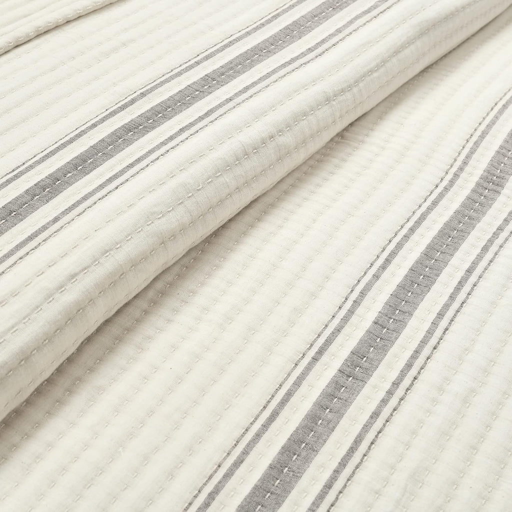 Gray Stripe Cotton Queen Quilt