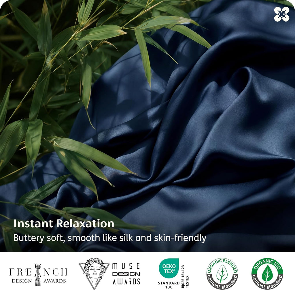Navy Bamboo Viscose King Duvet Set